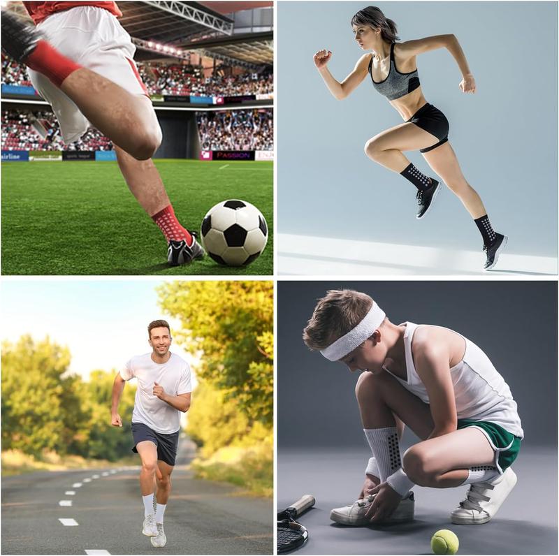 2 4 6 Pairs Men's Soccer Socks Grip Pads Non Slip Football Baseball Soccer Socks for Men Women