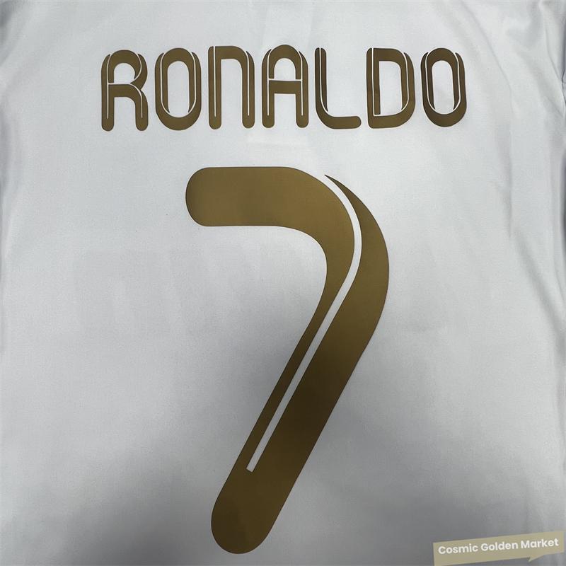 Ronaldo 7 1112 Home Edition Retro Gold Trim Short Sleeve Football Soccer Jersey