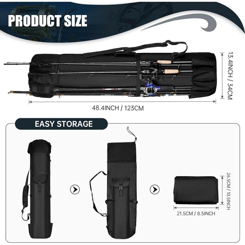 Fishing Rod Carrier Fishing Pole Bag Reel Organizer Case Storage Bag for Fishing Gear and Equipment and Traveling, A Fishing Gifts for Men, Family Father, Daughter and Friends