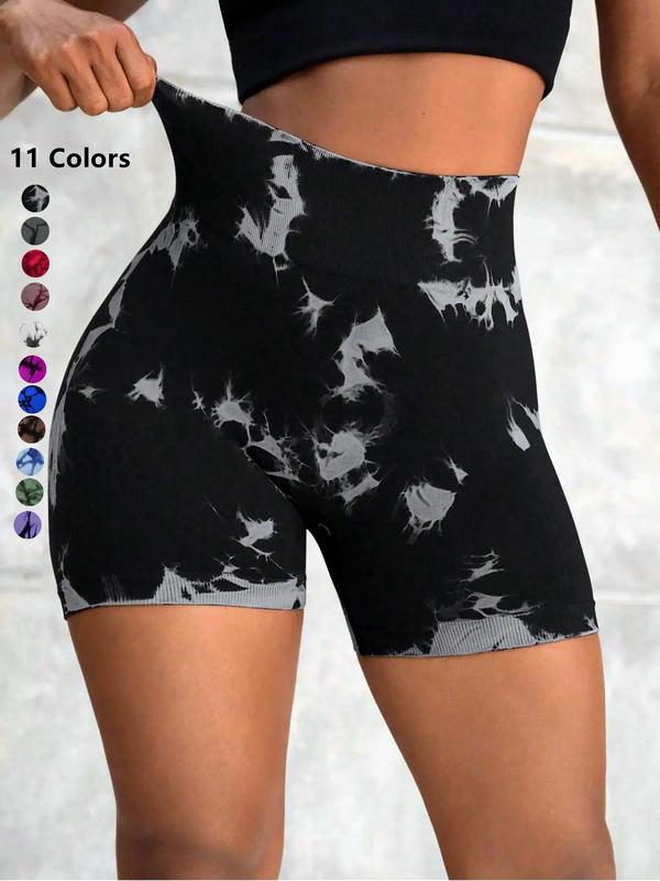 Women's Tie Dye Print High Waist Seamless Sports Tummy Control Leggings, Casual Comfy Breathable Wide Waistband Skinny Shorts Yoga Leggings for Exercises Gym Workout, Women Sport & Outdoor Clothing, Fall Outfits 2024