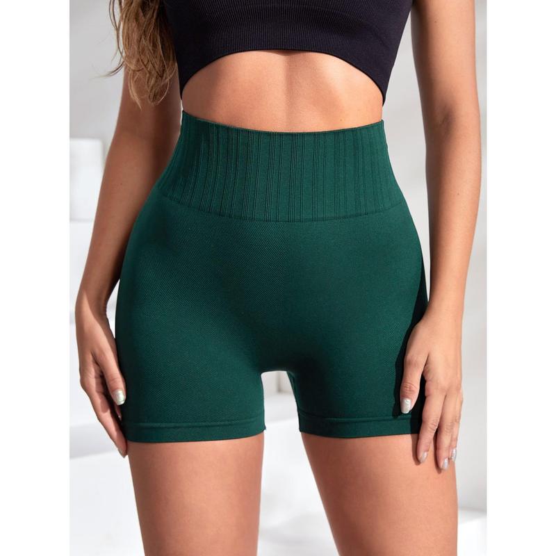 Yoga Basic Scrunch Butt Tummy Control Sports Shorts Green Shorts