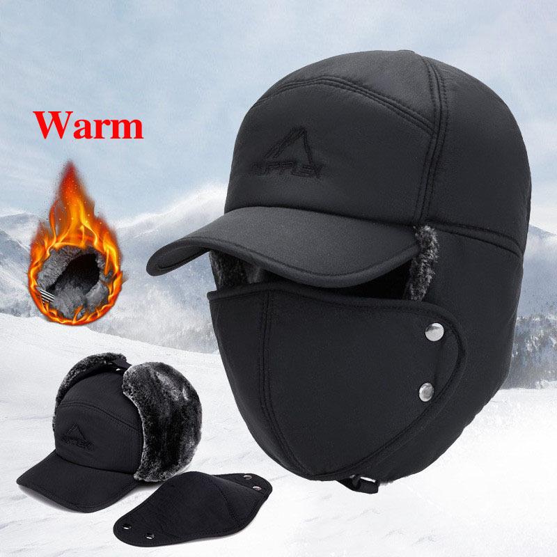 Men Winter Trapper Hat Snow Hats Thermal Windproof Hunting Skiing Cycling Ear Flaps Cold Weather Caps Ushanka Russian Dad Hat