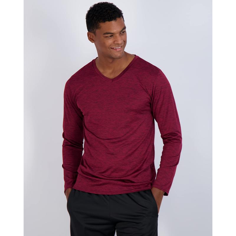 Real Essentials 4 Pack: Men's Dry Fit Long Sleeve V-Neck Active T-Shirt - Athletic Outdoor UPF 50+ (Available in Big & Tall)