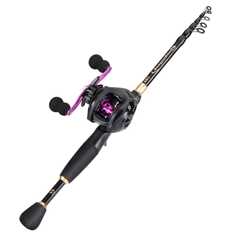 Sougayilang Fishing Rod and Reel Combo Telescopic Spincast Rod with  Baitcasting Reel Combos Fishing Rods Kit