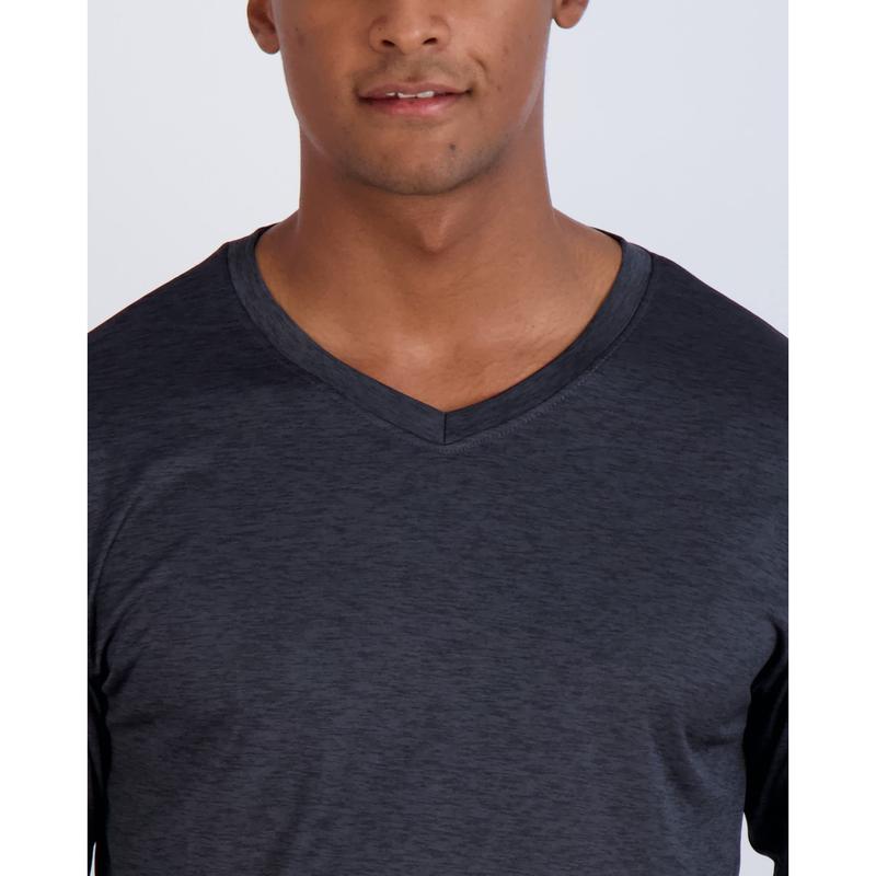 Real Essentials 4 Pack: Men's Dry Fit Long Sleeve V-Neck Active T-Shirt - Athletic Outdoor UPF 50+ (Available in Big & Tall)