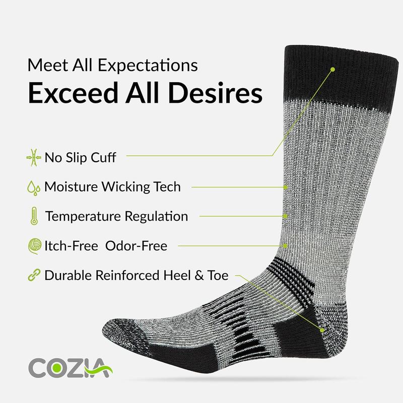 COZIA Merino Wool Socks for Men and Women Warm Thermal Boot Hiking Socks 3 Pairs COZIA