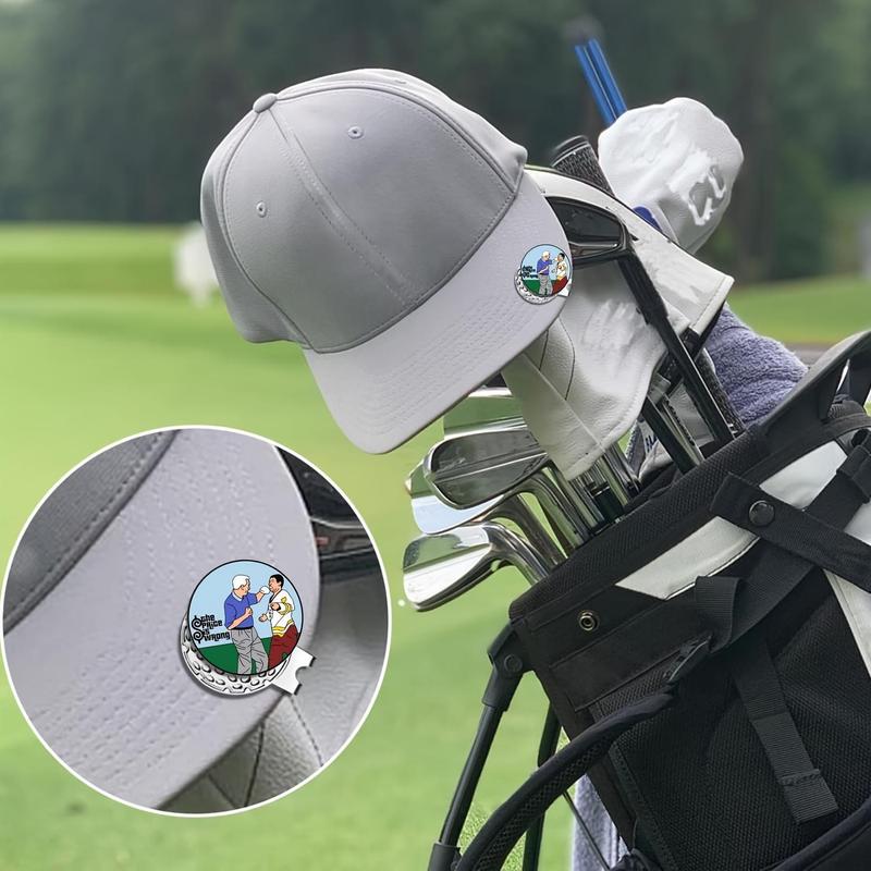 Cartoon Golf Pattern Golf Ball Marker, 1 Set Funny Golf Ball Markers with Hat Clip, Golf Accessories for Men & Women