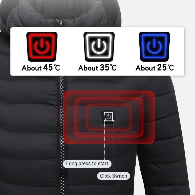 21 Areas Heated Jacket Men Women Warm Vest USB Self Heating Women Coat Ski Camping Hiking Winter Cotton Clothes Washed Hot Sale