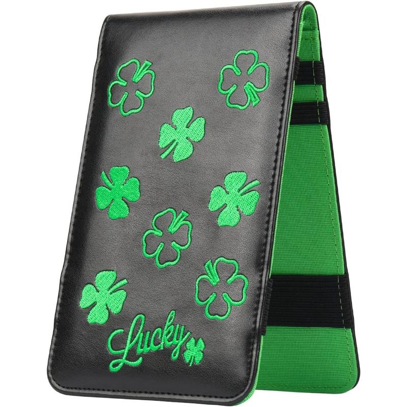 BIG TEETH Golf Scorecard Holder Yardage Book Cover Golf Scorecard Book, Lucky Clover Golf Accessories   with a Free Pencil Fits Your Back Pocket