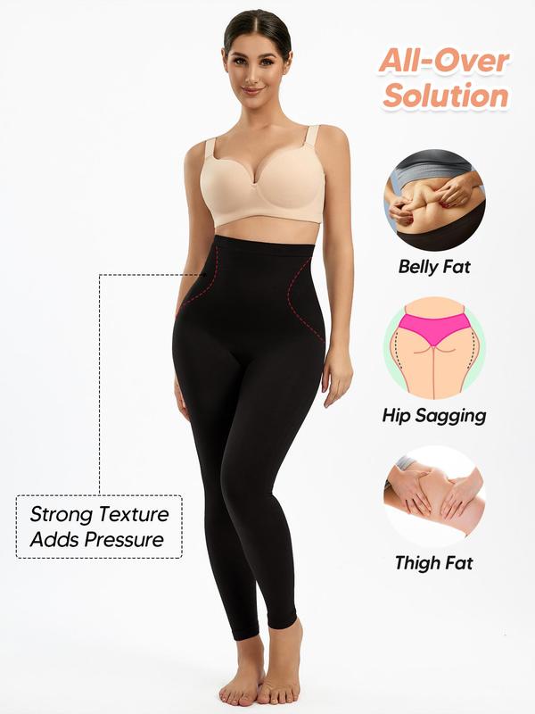 Women's Solid High Waist Shapewear Leggings, Casual High Stretch Seamless Shaper for Daily Wear, Summer Clothes, Tummy Control Butt Lifting Yoga Pants, Pants for Women, Summer Wear 2024