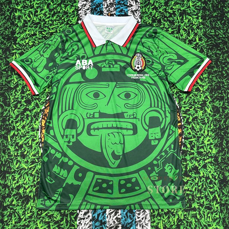 1998 Mexico Soccer National Team Home BLACK Nostalgia Soccer Jersey #2 Suarez #3 Sanchez Classic Breathable Quick Dry Soccer Jersey