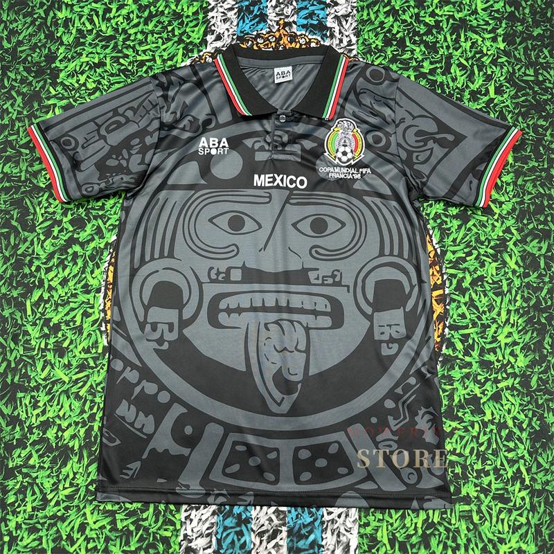 1998 Mexico Soccer National Team Home BLACK Nostalgia Soccer Jersey #2 Suarez #3 Sanchez Classic Breathable Quick Dry Soccer Jersey