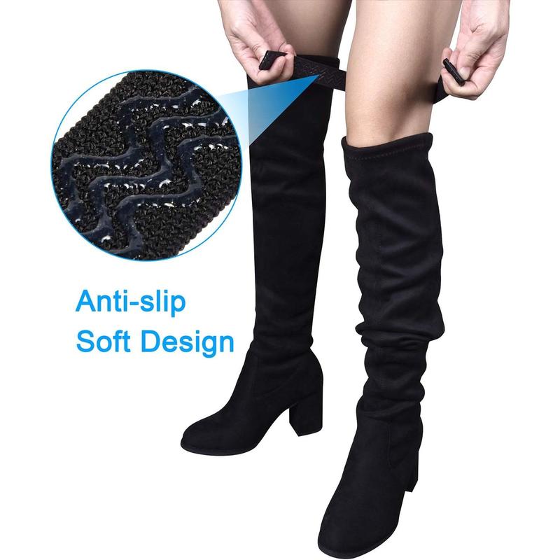 Wisiro Boot Straps, 1 Pair Knee Boot Straps of Elastic Adjustable Belt, plus Extra 12 Pcs Adhesive Tape Hook Sticker for fall-off prevention