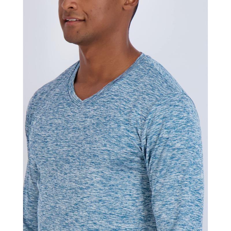 Real Essentials 4 Pack: Men's Dry Fit Long Sleeve V-Neck Active T-Shirt - Athletic Outdoor UPF 50+ (Available in Big & Tall)