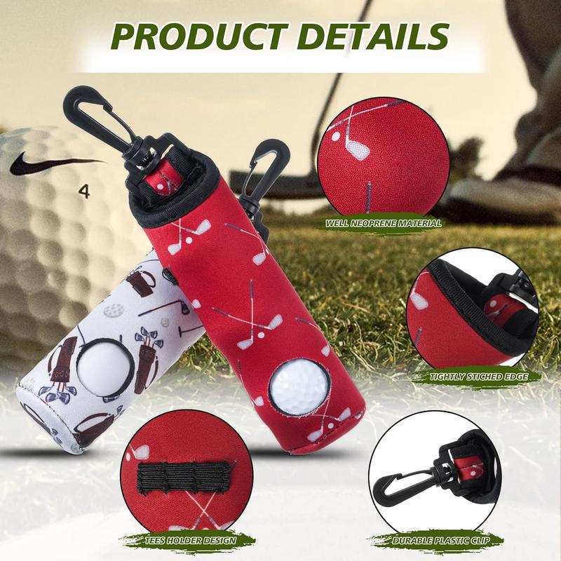 4 Pieces Golf Tee Holder Golf Ball Carry Bag Pouch Golf Ball Holder Keychain Belt Clip Golf Gifts Accessories