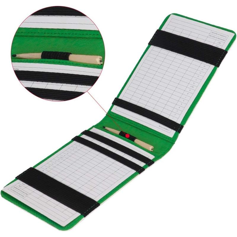 BIG TEETH Golf Scorecard Holder Yardage Book Cover Golf Scorecard Book, Lucky Clover Golf Accessories   with a Free Pencil Fits Your Back Pocket