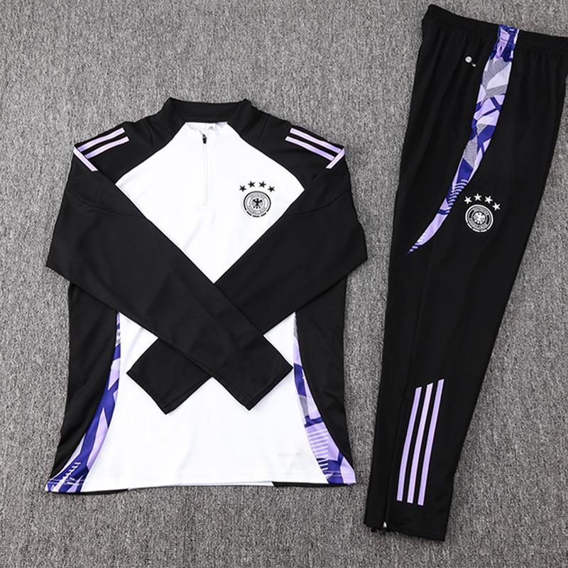 24-25 Season White German Long-Sleeved Tracksuit Set High Quality Breathable Training Suit Set