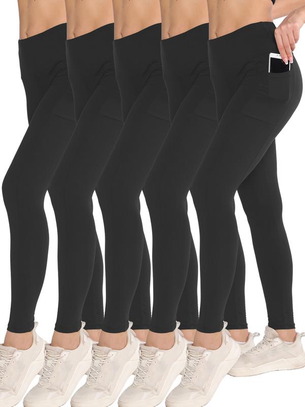 5 Pack Plus Size High Waist Capris Leggings with Pockets for Women - Breathable and Comfy Skinny Pants for Daily Workout and Yoga Wear