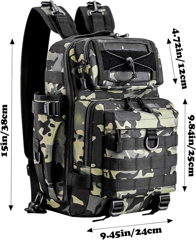 Fishing Tackle Backpack, Portable Fishing Tackle Storage Bag, Multifuction Large-Capacity Sling Bag, Fishing Gear Bags, (Dark Night Camouflage)