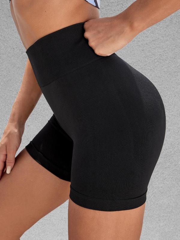 Women's Plain Ruched High Waist Sports Skinny Gym Shorts, Gym Clothes, Sporty Wide Waist Band Seamless Short Leggings for Yoga Gym Workout Running, Biker Shorts, Lady Sportswear