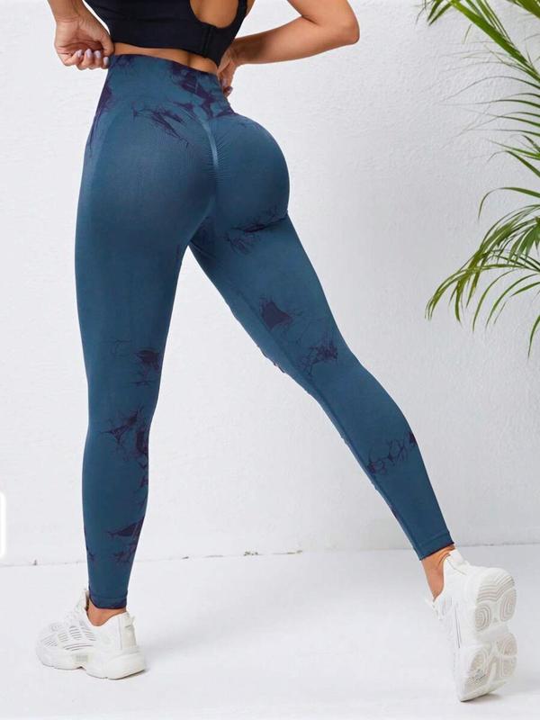 Women's Tie Dye Print Cut Out High Waist Sports Leggings, Casual Comfy Breathable Skinny Pants For Yoga Gym Workout Running, Women Sports Clothing For Summer Spring Fall