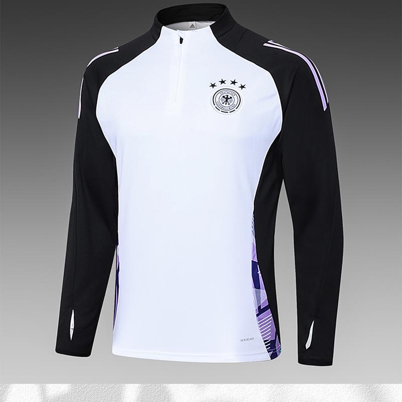 24-25 Season White German Long-Sleeved Tracksuit Set High Quality Breathable Training Suit Set