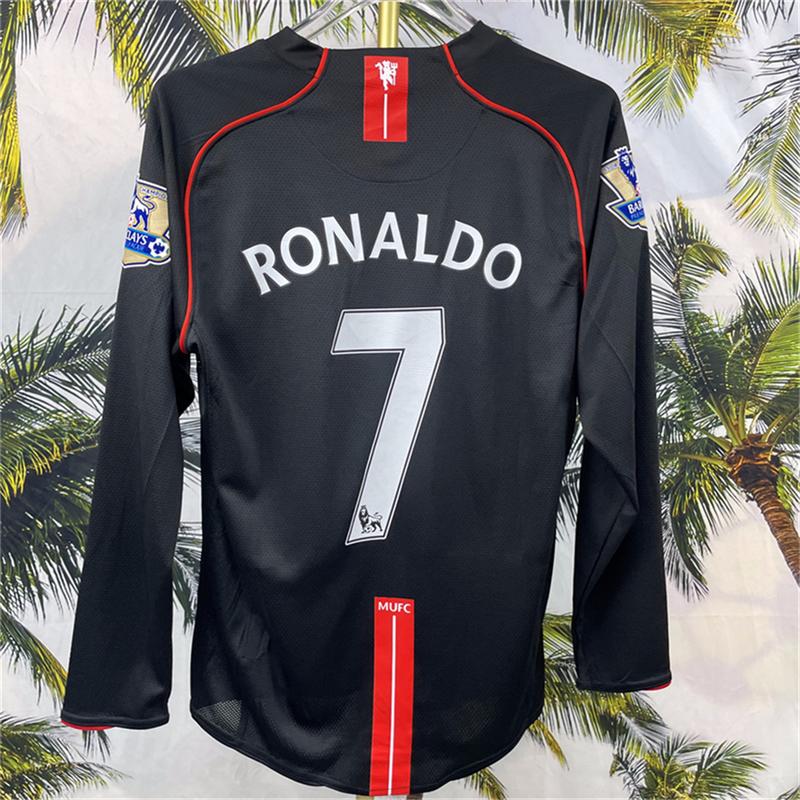 07 08CR7 Cristiano Ronaldo Away Black Long Draw Retro Soccer Jersey Fan Edition Classic Fashion Cool Hundred Jersey