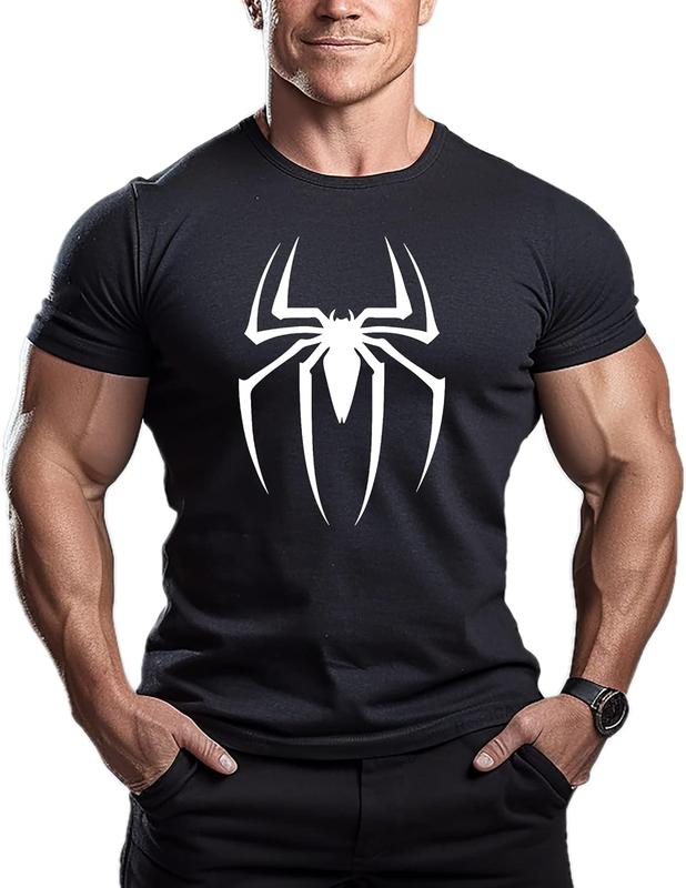 Spider Logo Compression Shirt CrewNeck Slim-fitting Menswear TopShort-sleeved quick-drying sports T-shirt running base layer gym trainingclothing men's breathable sweat-wicking elastic tights