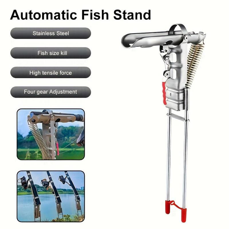 Automatic Deploy Fishing Rod Holder, High Sensitivity Dual Spring Activation Fishing Rod Holder, Stainless Steel Fishing Rod Holder for Outdoor, Fishing Equipment, Christmas Gift