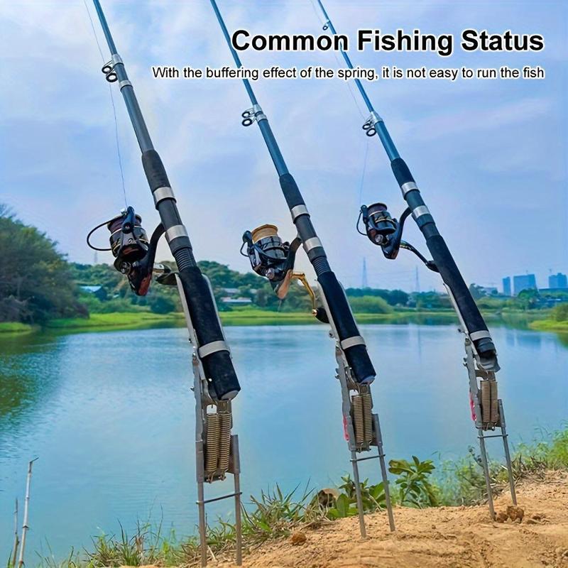 Automatic Deploy Fishing Rod Holder, High Sensitivity Dual Spring Activation Fishing Rod Holder, Stainless Steel Fishing Rod Holder for Outdoor, Fishing Equipment, Christmas Gift