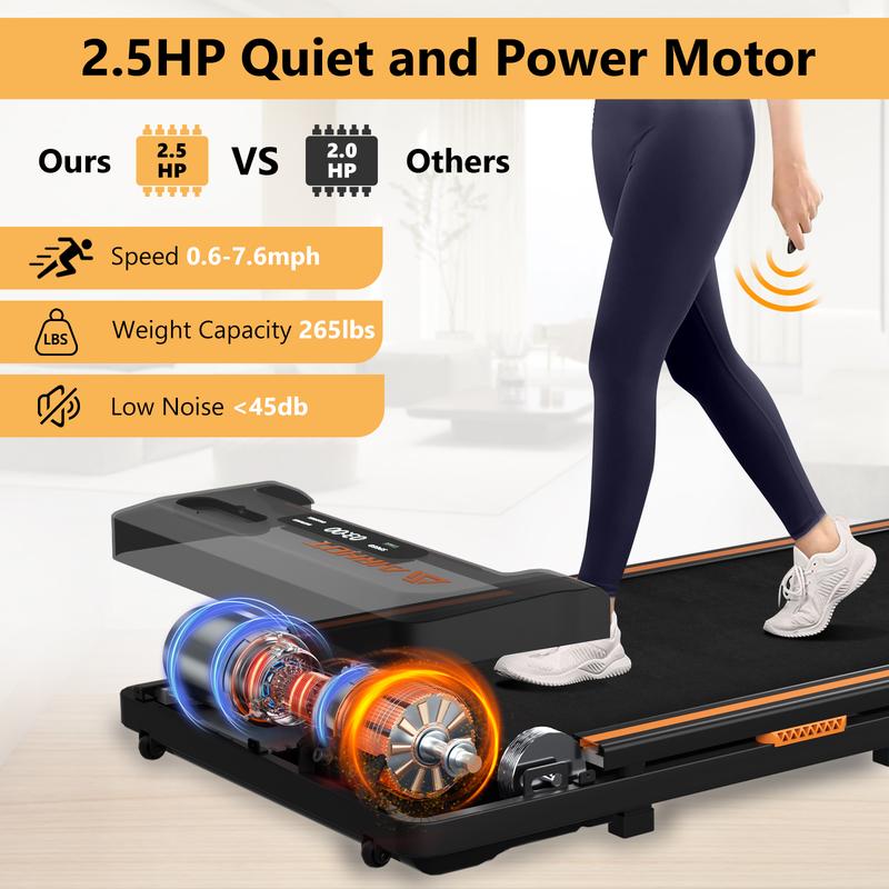 Walking Pad, 2 in 1 Under Desk Treadmill of Compact Space, 2.5HP Quiet Desk Treadmill with Remote Control & LED Display, Portable Treadmill for Home Office, Installation-Free