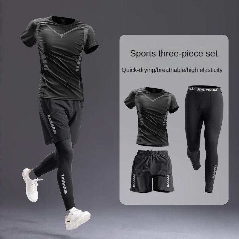 All-Season Men's Sportswear Set Suit - Tracksuit for Running， Cycling, Fitness & Hiking，gym clothing men， jogging， boxing，5 pcs