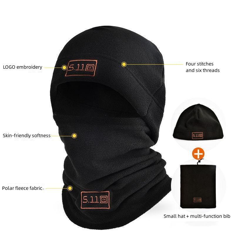 Winter Accessories Polar Fleece Hat & Scarf Set, 2pcs Outdoor Accessories Sports Face Mask Neck Warmer, Windproof Ski Mask Hats for Men, Warm Face Covering for Cycling Skiing, Men Gifts