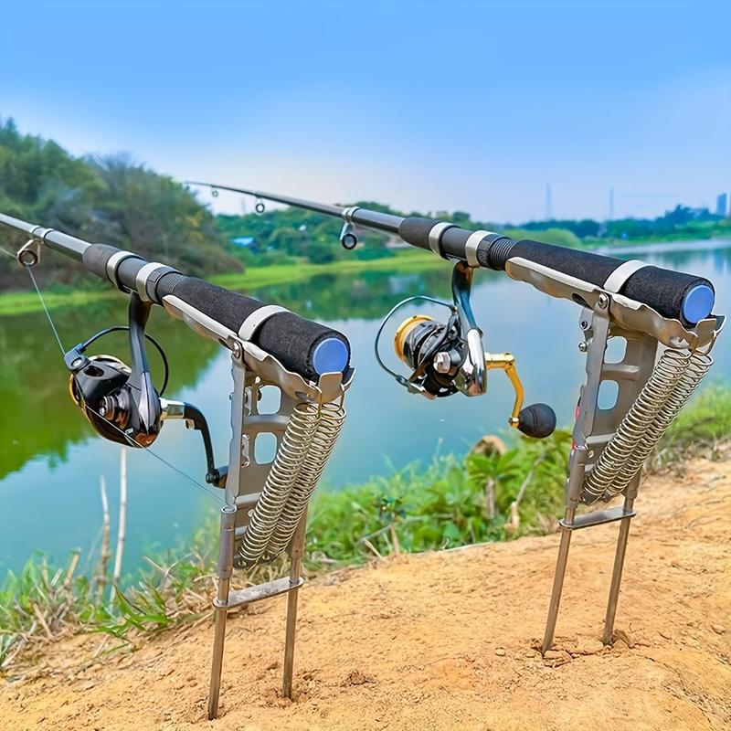 Automatic Deploy Fishing Rod Holder, High Sensitivity Dual Spring Activation Fishing Rod Holder, Stainless Steel Fishing Rod Holder for Outdoor, Fishing Equipment, Christmas Gift