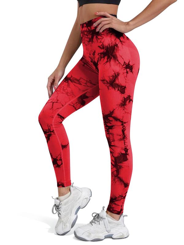 Women's Tie Dye Print Ruched High Waist Sports Leggings, Gym Clothes Women, Casual Comfy Breathable Skinny Tummy Control Pants for Yoga Gym Workout Running,  Yoga Pants, Ladies Sportswear for All Seasons, Fall Outfits 2024