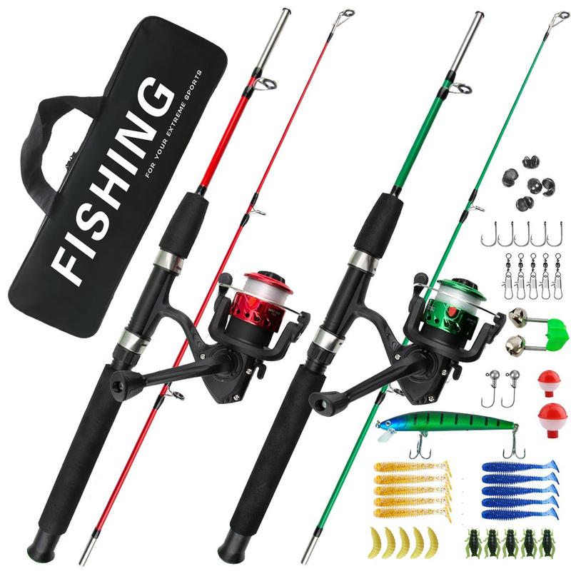 Fishing Rod & Fishing Reel Set, 2-section Ice Fishing Rod & Lures & Hooks & Other Accessories, Rod Reel, Portable Fishing Tackle, Outdoor Fishing Accessories, Fishing Gear, Fishing Tackle Kit