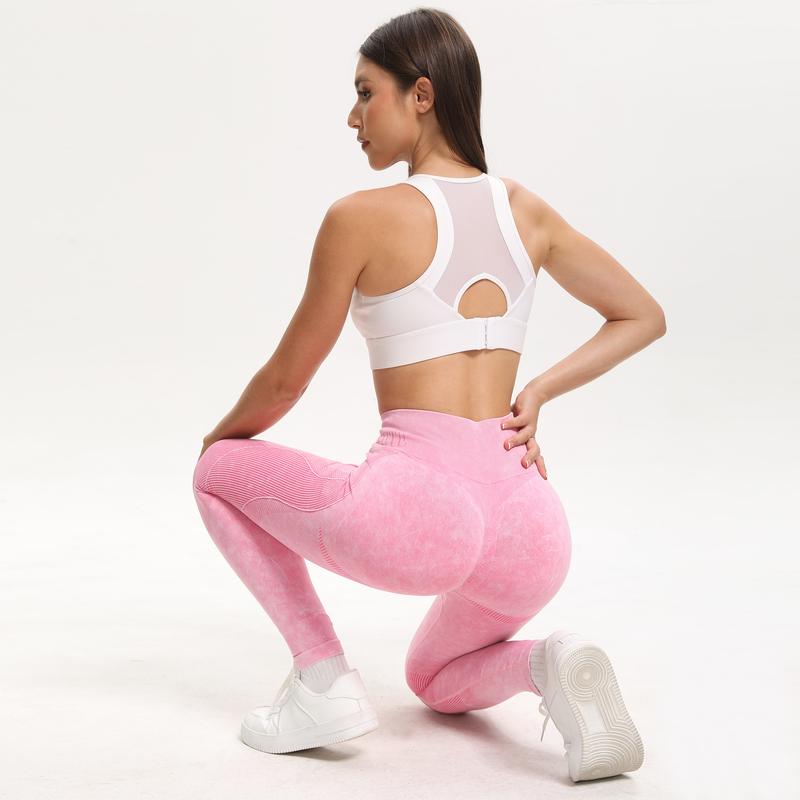 Women's High Waist Knitted Pleated Butt-Lifting Yoga Pants for Fitness Running Cycling Breathable Soft Elastic Fitness Leggings for Exercise Aerobic Sports