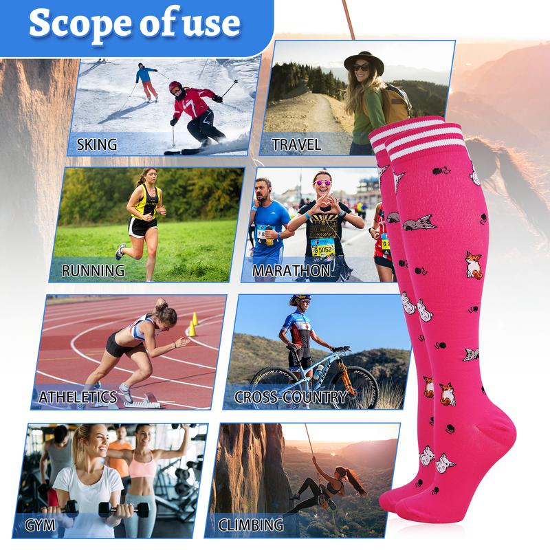 6 pairs Compression Socks for Women & Men-Best Support for Running, Hiking,Athletic,Flight Travel,Christmas Gifts for Women,white elephant gift,Cyber Monday,Christmas Decor,Christmas Deals，Fits the L-XL