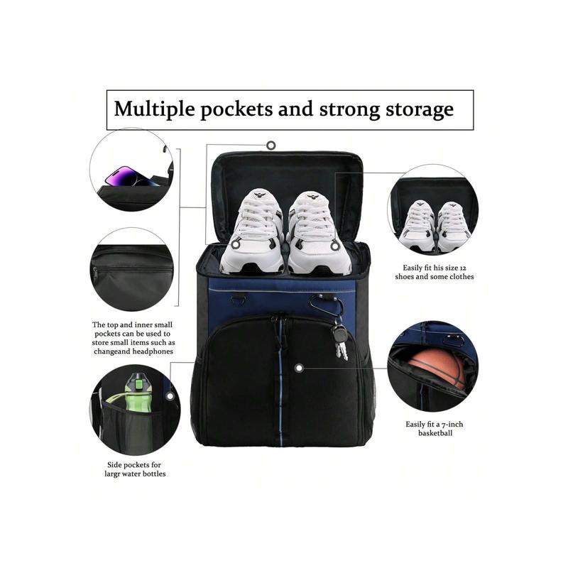 Youth Basketball Backpack With Ball Holder, Large Athletic Backpack With Shoes Compartment For Men & Women, Best For Basketball, Soccer, Volleyball, Gym, Travel