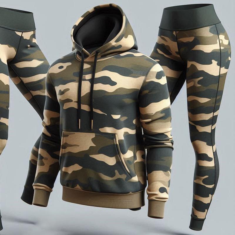 Camo Hoodie and Legging Set - Stylish Sport Outfit for Yoga, Gym, or Casual Wear