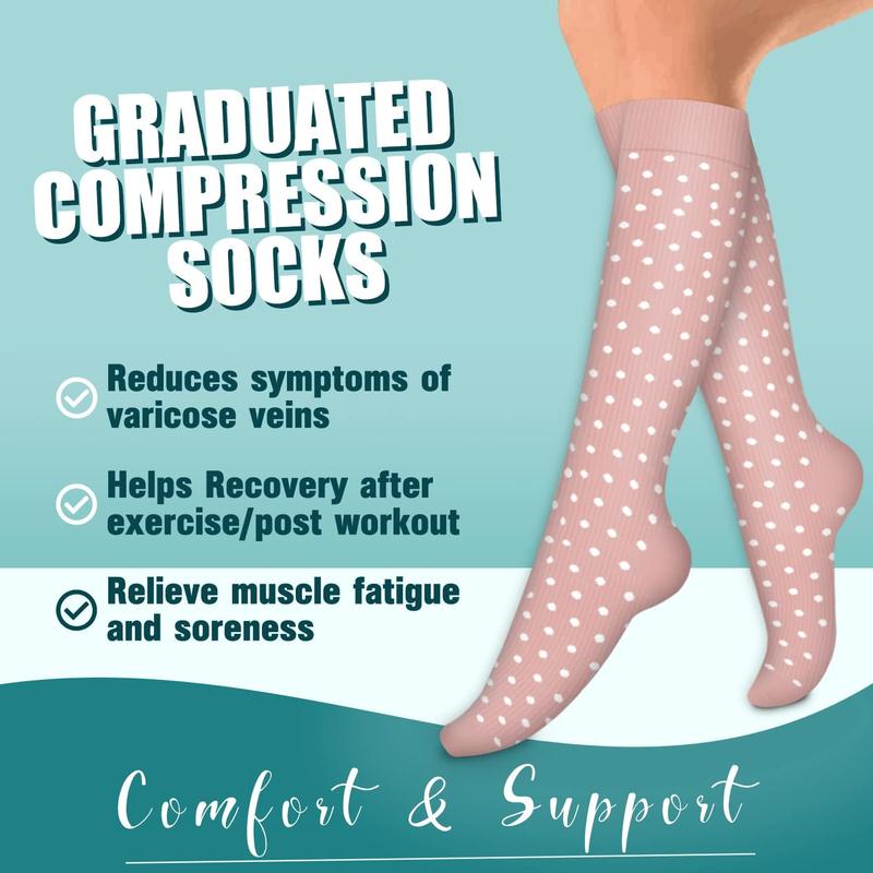 4 Pairs-Compression Socks for Women&Men Circulation-Best Support for Nurses,Running,Athletic