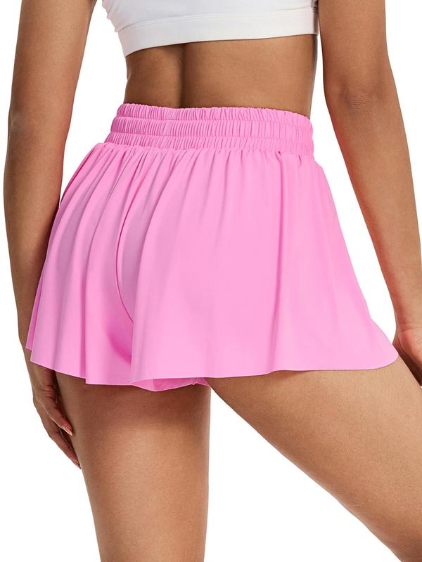 Women's 2 in 1 Drawstring Pocket Sports Tennis Shorts, Casual Elastic Waist Sports Shorts for Workout Running Gym, Fall Clothes, Gym Shorts, Gym Clothes, Ladies Pickleball Sportswear