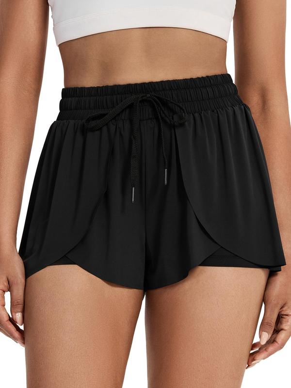 Women's 2 in 1 Drawstring Pocket Sports Tennis Shorts, Casual Elastic Waist Sports Shorts for Workout Running Gym, Fall Clothes, Gym Shorts, Gym Clothes, Ladies Pickleball Sportswear