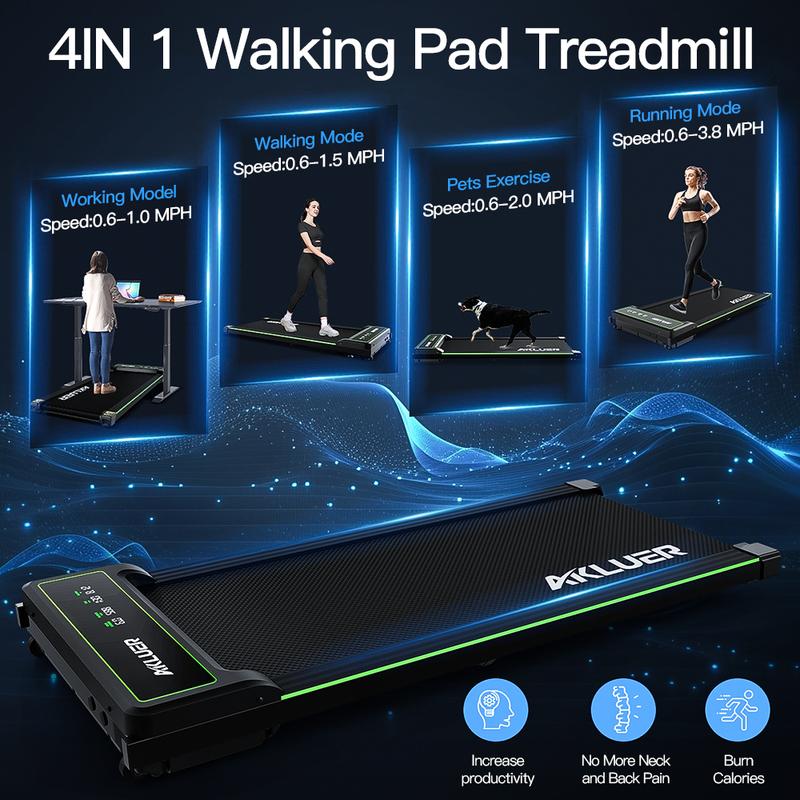 Walking Pad, 2 in 1 Folding Treadmill, 2.5 HP Walking Pad Under Desk Treadmill, 6-Layer Running Belt Design，Joint Protection black friday