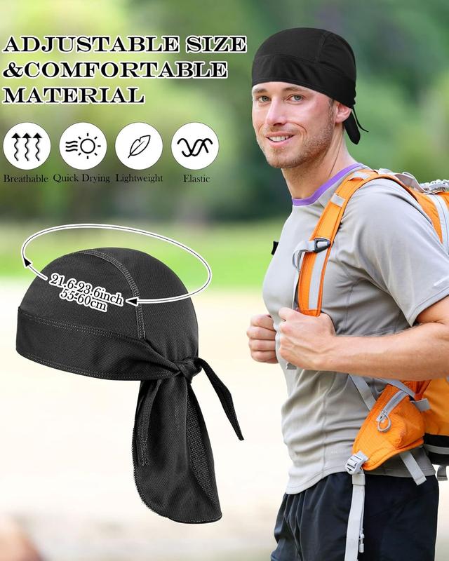 8 Pack Do Rag Skull Caps for Men Sweat Wicking Doo Rags Cooling Helmet Liner Cycling Motorcycle Bandana