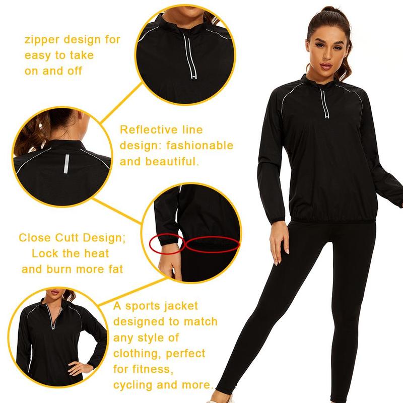 Sauna Suit Womens Waist Trainer Sweat Gym Workout Long Sleeves Women Sauna Shirt for Sporting Yoga