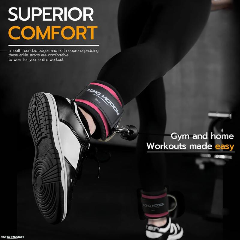 Comfortable Adjustable Padded Ankle Wrist Cuffs Neoprene Padded Straps D-Ring Glute Kickback for Cable Machine, Ideal for Glutes Exercises AOHO MOOON