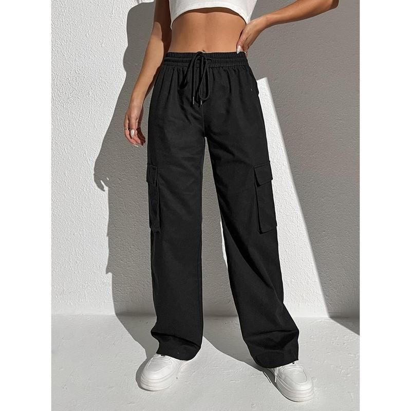 High Waisted Cargo Pants Jogger Y2K Pants Drawstring Elastic Sweatpants with Pocket