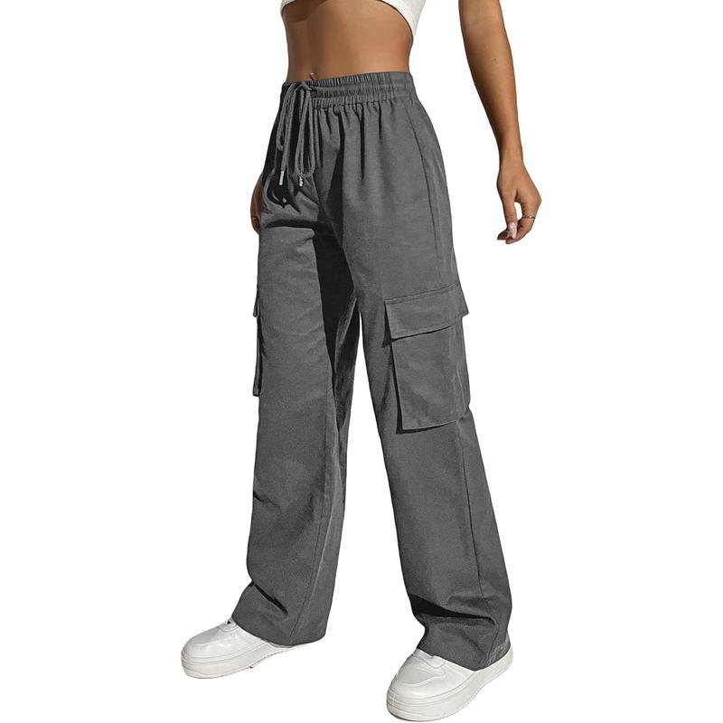 High Waisted Cargo Pants Jogger Y2K Pants Drawstring Elastic Sweatpants with Pocket