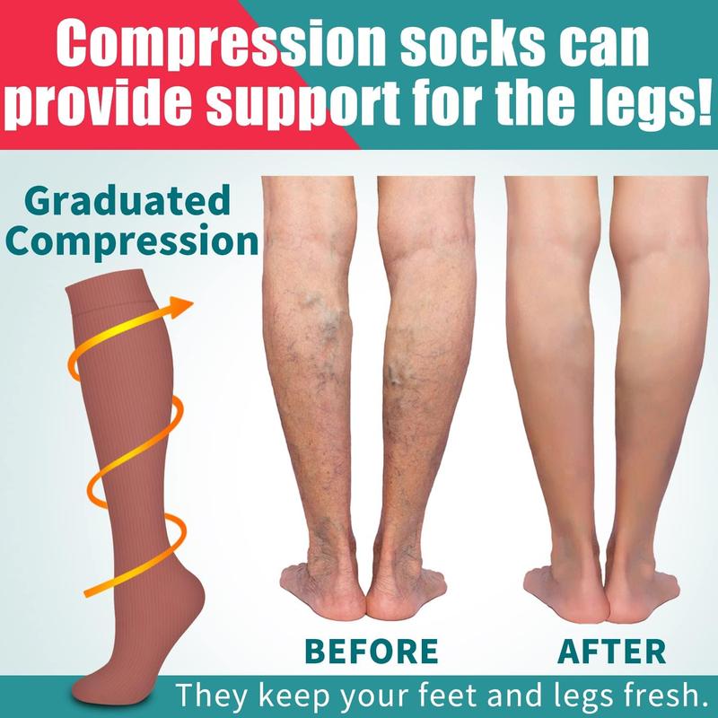 4 Pairs-Compression Socks for Women&Men Circulation-Best Support for Nurses,Running,Athletic